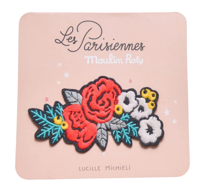 Embroidered iron on patch, floral motif - Moulin Roty 642 550