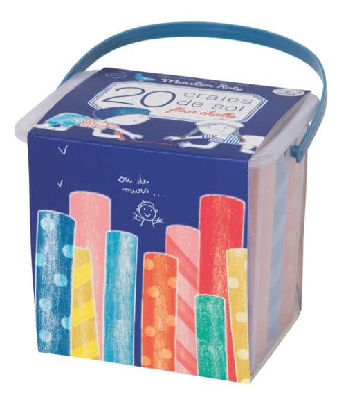 Pack of 20 assorted colour floor chalks, with patterns and marbled sticks. Moulin Roty 713 135