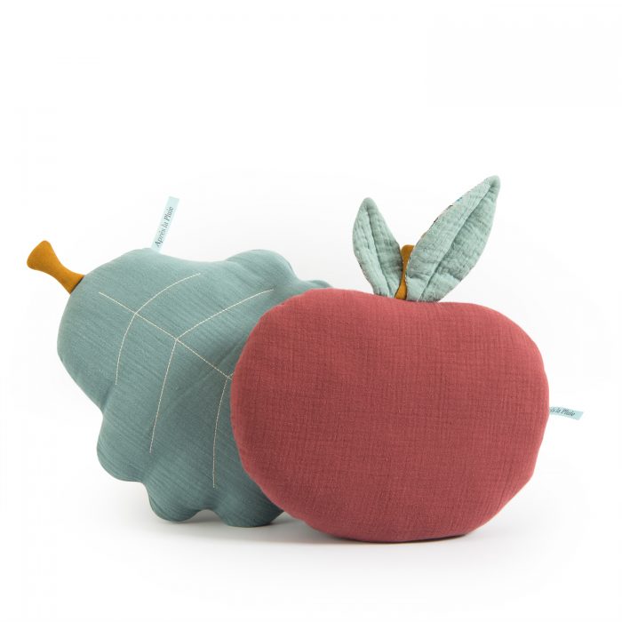 apres la pluie - oak leaf cushion and apple cushion - childrens decor