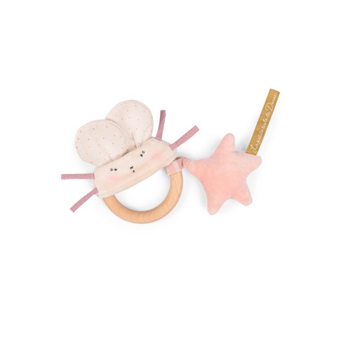 Ecole de Danse pink mouse wooden ring rattle - Image 2