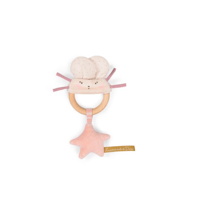 Ecole de Danse pink mouse wooden ring rattle
