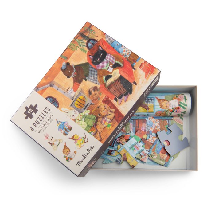 Les Minouchkas 4 mini puzzles 'A perfect day'